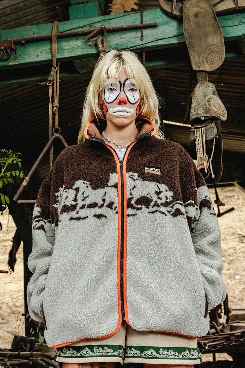 MARKET Looks to the Wild West for Latest Fall 23 Capsule rodeo western romance chinatown horse autumn winter sherpa hoodie jacket short t shirt hat beanie smiley face clown