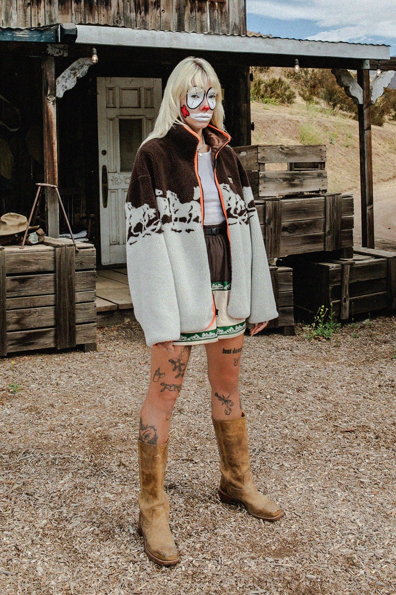 MARKET Looks to the Wild West for Latest Fall 23 Capsule rodeo western romance chinatown horse autumn winter sherpa hoodie jacket short t shirt hat beanie smiley face clown