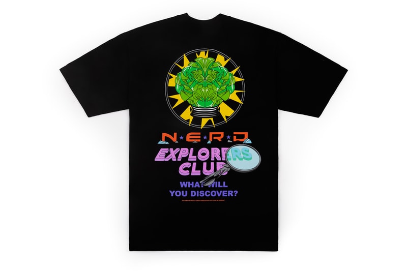 N.E.R.D. and Louis De Guzman Join Forces for N.E.R.D. EXPLORERS CLUB Capsule collection collaboration band music pharrell drop september website space rug headwear socks jacket embroidery tshirt tee shirt top