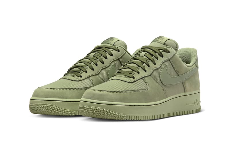 Official Look at the Nike Air Force One Low Premium "Oil Green"  FB8876-300 Oil Green/Oil Green-Cargo Khaki Release info af1 everyday sneakers suede twill