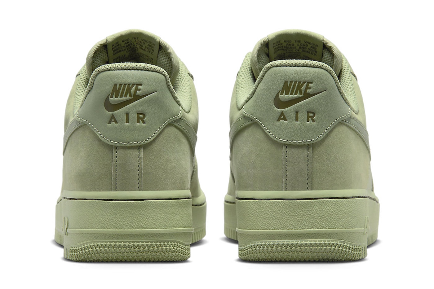 Official Look at the Nike Air Force One Low Premium "Oil Green"  FB8876-300 Oil Green/Oil Green-Cargo Khaki Release info af1 everyday sneakers suede twill