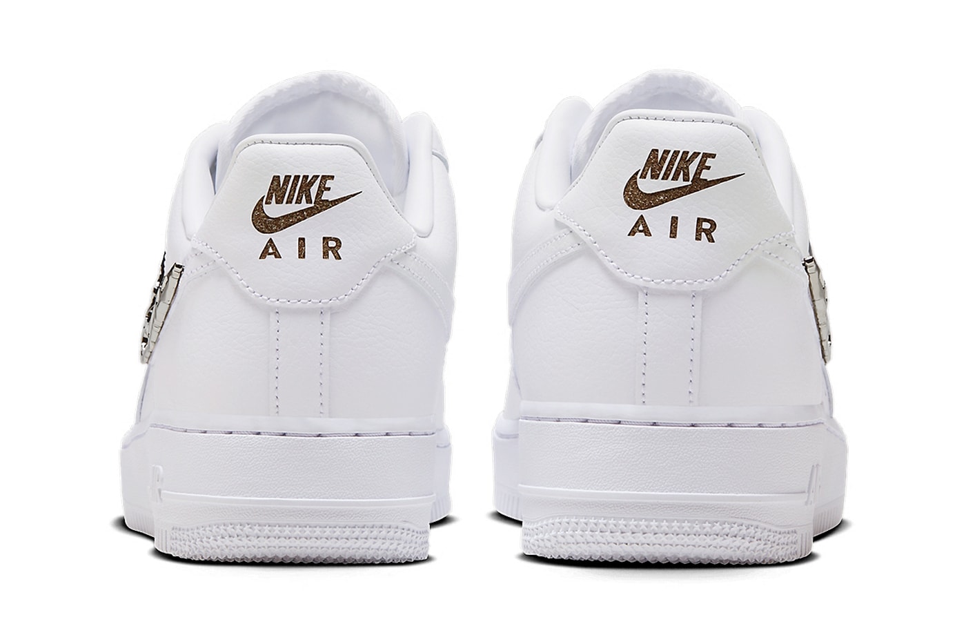 Nike Air Force 1 "Molten Metal" Is Adorned in Silver Details Release Info silver buckles swoosh