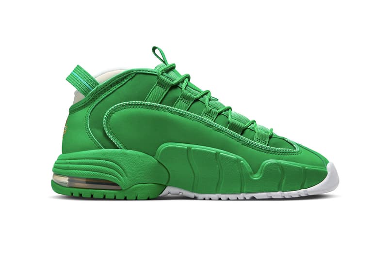 Official Look at the Nike Air Max Penny 1 "Stadium Green" Stadium Green/Metallic Gold-White-Mystic Green-Blue Lightning FQ8827-324 holiday 2023 penny hardaway cent