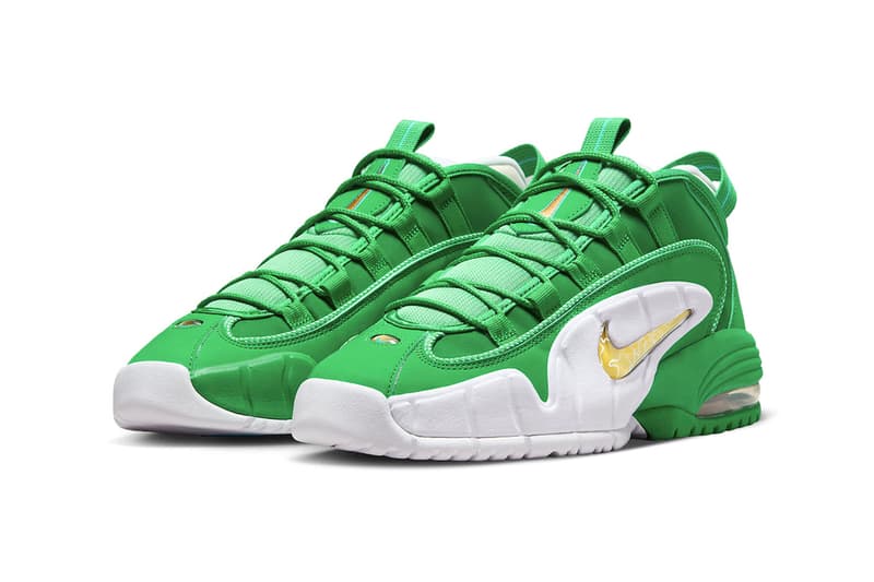 Official Look at the Nike Air Max Penny 1 "Stadium Green" Stadium Green/Metallic Gold-White-Mystic Green-Blue Lightning FQ8827-324 holiday 2023 penny hardaway cent