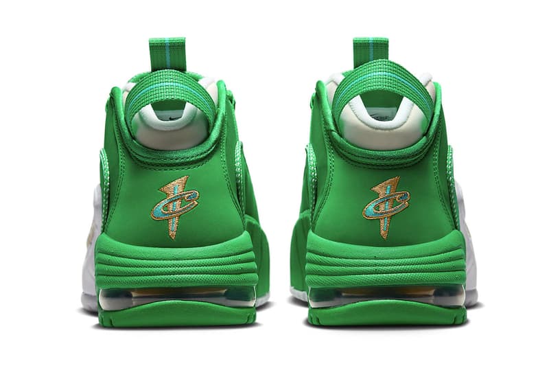 Official Look at the Nike Air Max Penny 1 "Stadium Green" Stadium Green/Metallic Gold-White-Mystic Green-Blue Lightning FQ8827-324 holiday 2023 penny hardaway cent