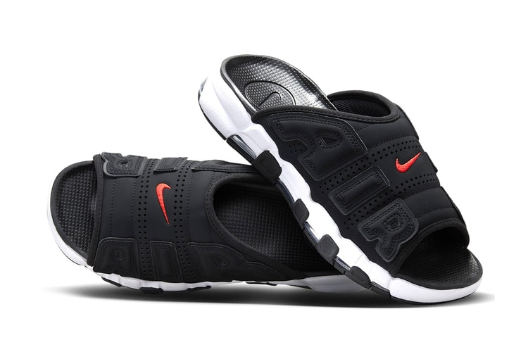 Nike Air More Uptempo Slide Arrives in Blacked-Out Lettering
