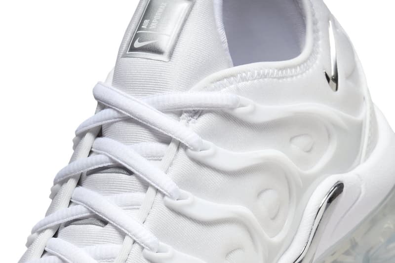 Official Look at the Nike Air VaporMax Plus "White Chrome" FQ8895-100 winter holiday 2023 air max triple white sole unit footwear sneaker