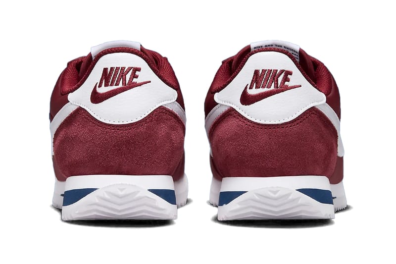 nike cortez burgundy and white