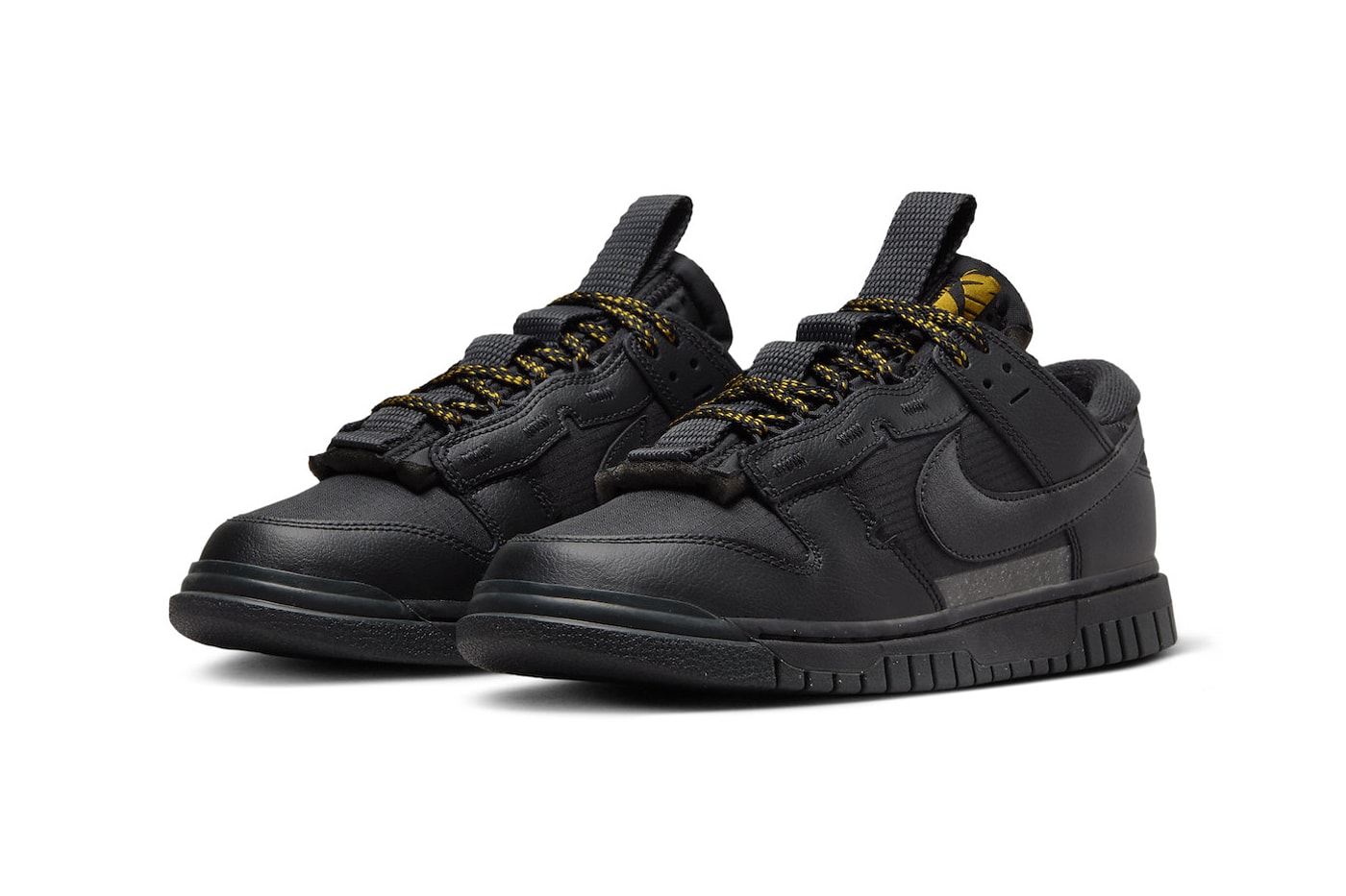 Nike Dunk Low Remastered Appears in Black and Gold FB8894-001 Black/Black-Metallic Gold low top skater shoes holiday 2023 swoosh