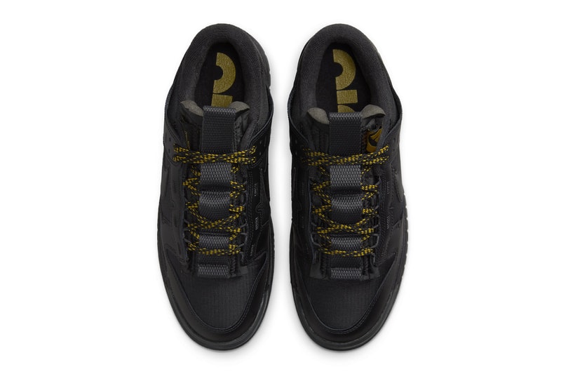 Nike Dunk Low Remastered Appears in Black and Gold FB8894-001 Black/Black-Metallic Gold low top skater shoes holiday 2023 swoosh