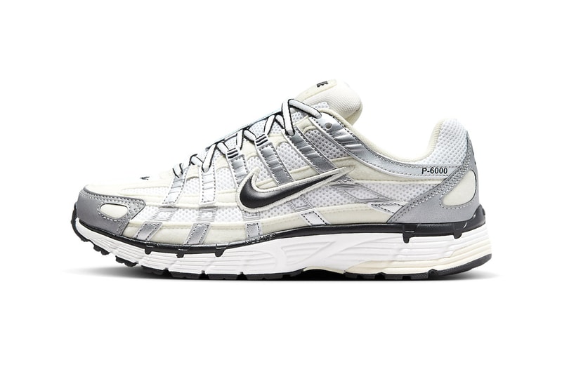 Nike P-6000 Arrives in Coconut Milk and Metallic Silver FV6603-100 technical sneakers swoosh shoes