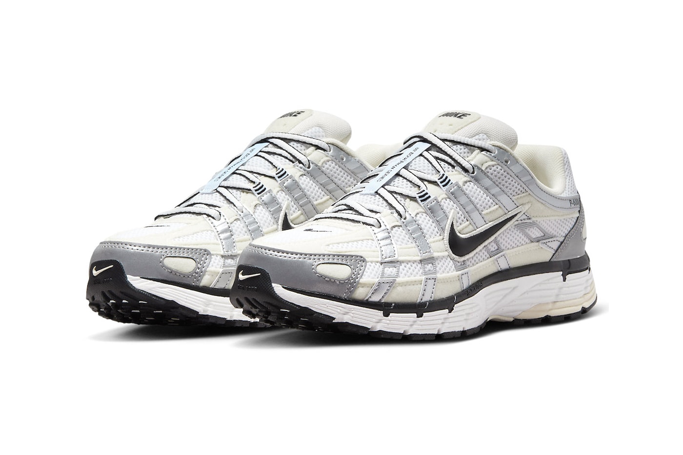 Nike P-6000 Arrives in Coconut Milk and Metallic Silver FV6603-100 technical sneakers swoosh shoes