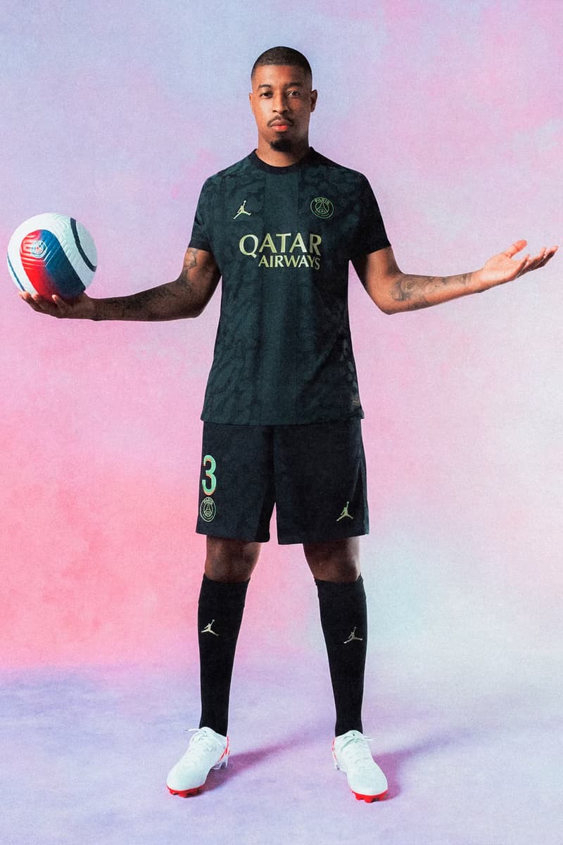 Paris Saint-Germain Reveals Third Jordan Brand Kit for the 2023/24 Season collection kylian mbappe air jordan 6 low grey black jumpman peat 3s white orange 