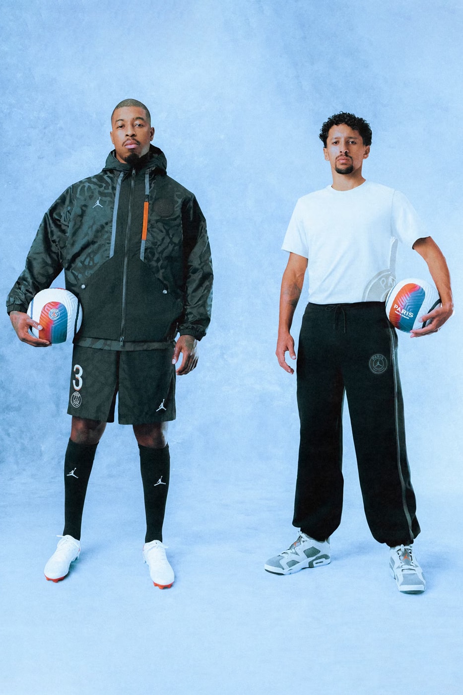 Paris Saint-Germain Reveals Third Jordan Brand Kit for the 2023/24 Season collection kylian mbappe air jordan 6 low grey black jumpman peat 3s white orange 