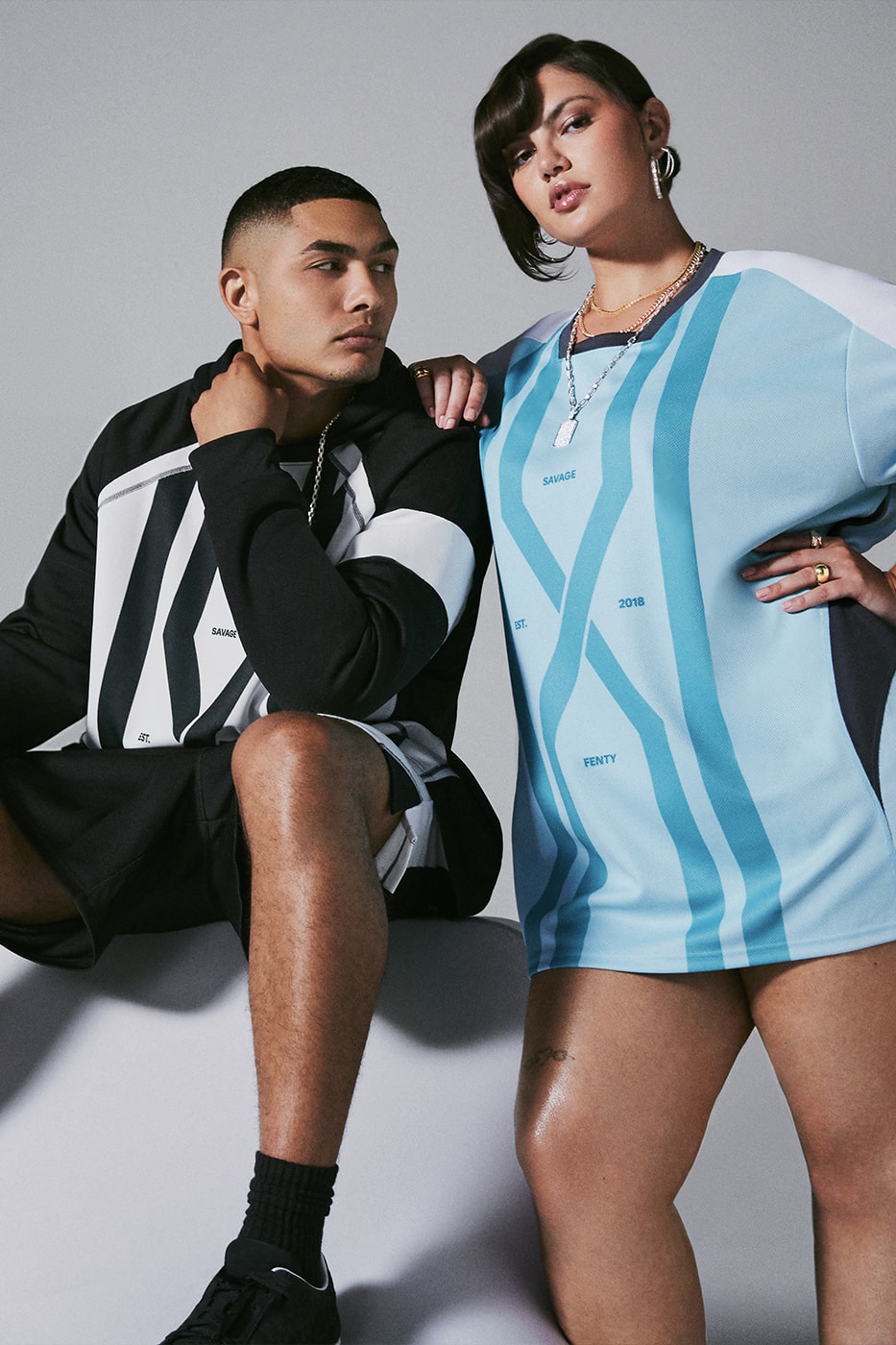 Rihanna Savage X Fenty Taps Into the World of Soccer for Latest Loungewear Collection savage x league football 