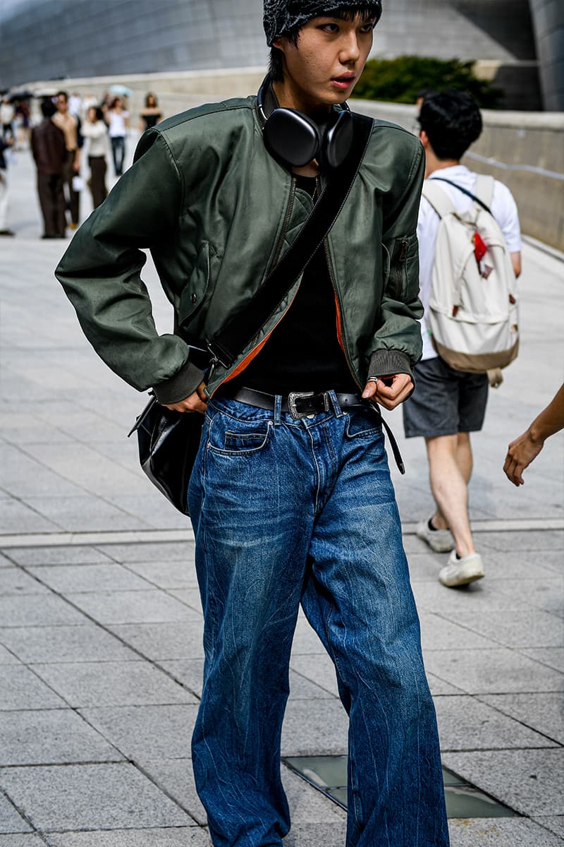 Seoul Fashion Week SS24 Street Style Spring summer 2024 menswear street style casual wear t-shirts oversized pants denim wear new jeans