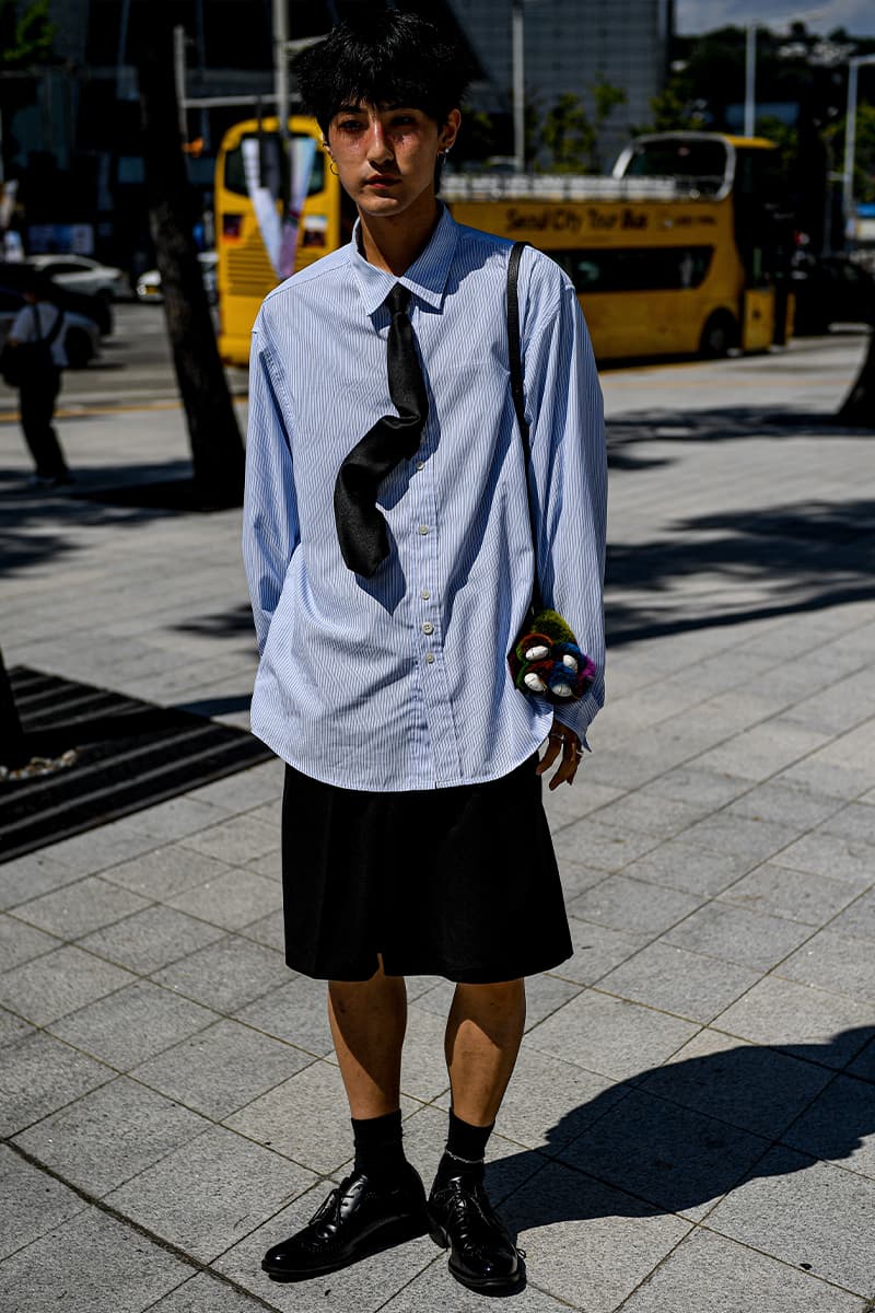 Seoul Fashion Week SS24 Street Style Spring summer 2024 menswear street style casual wear t-shirts oversized pants denim wear new jeans