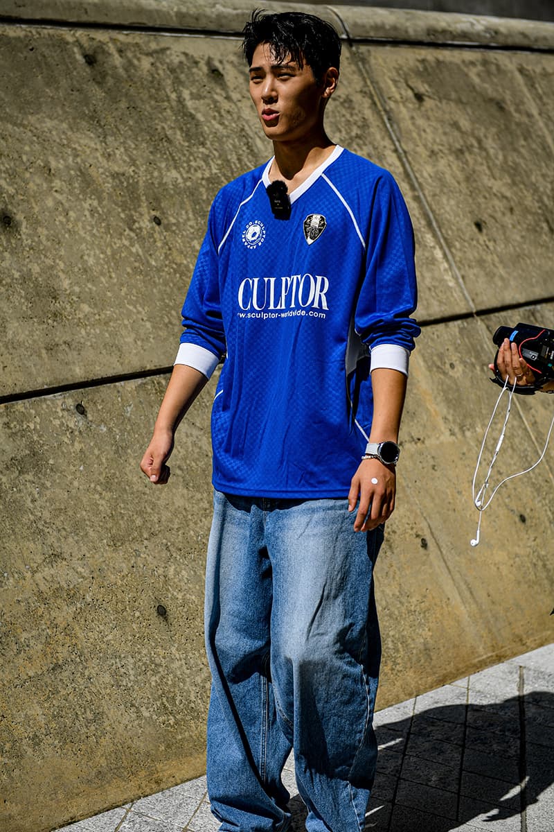 Seoul Fashion Week SS24 Street Style Spring summer 2024 menswear street style casual wear t-shirts oversized pants denim wear new jeans