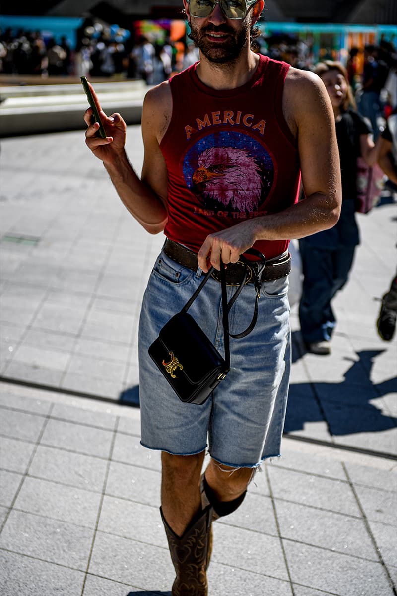 Seoul Fashion Week SS24 Street Style Spring summer 2024 menswear street style casual wear t-shirts oversized pants denim wear new jeans