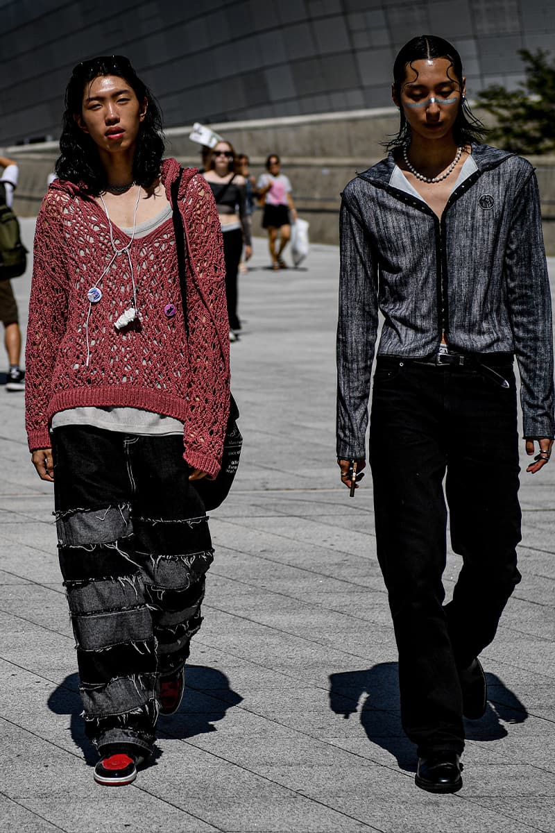 Seoul Fashion Week SS24 Street Style Spring summer 2024 menswear street style casual wear t-shirts oversized pants denim wear new jeans