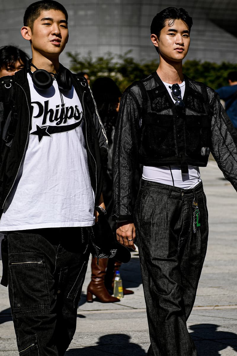 Seoul Fashion Week SS24 Street Style Spring summer 2024 menswear street style casual wear t-shirts oversized pants denim wear new jeans