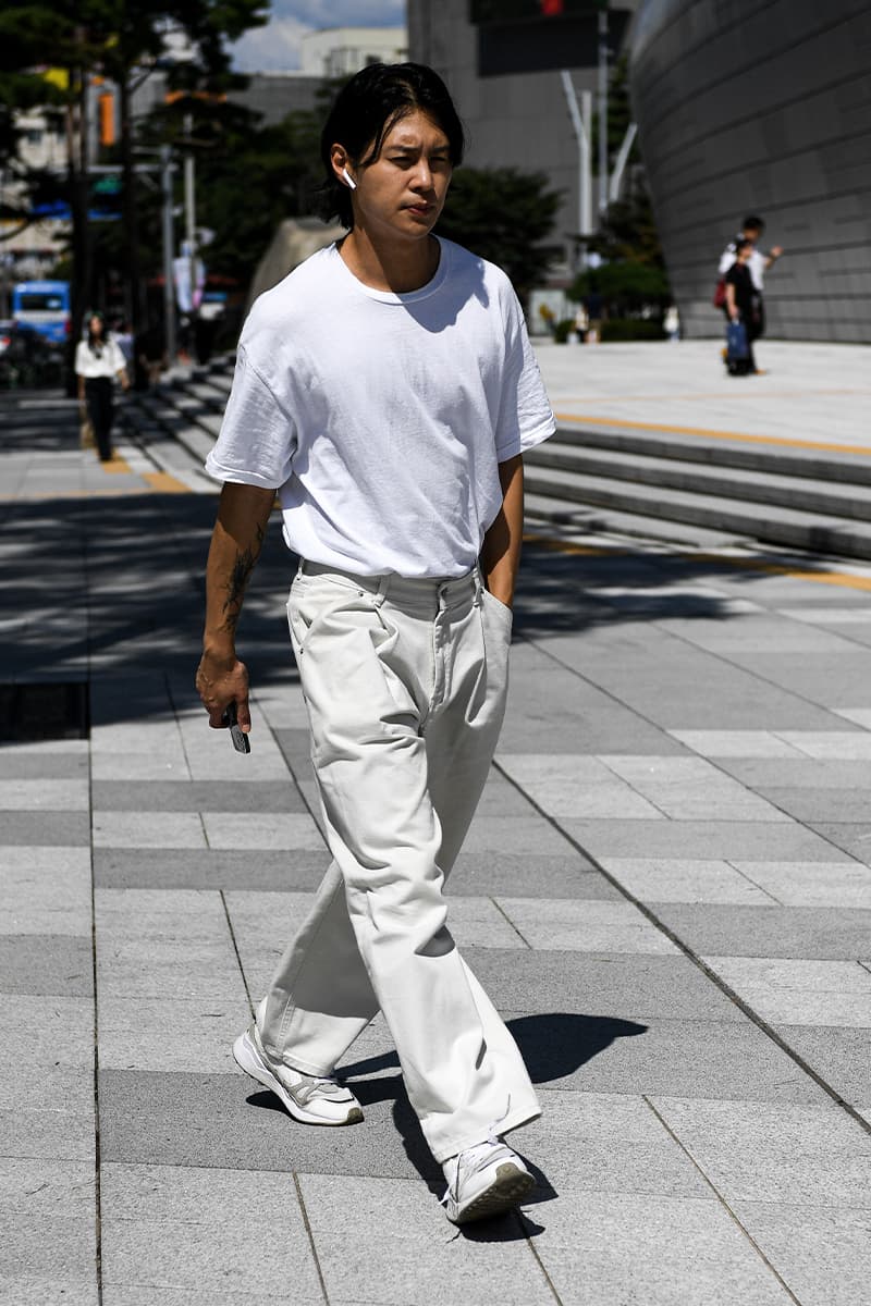 Seoul Fashion Week SS24 Street Style Spring summer 2024 menswear street style casual wear t-shirts oversized pants denim wear new jeans