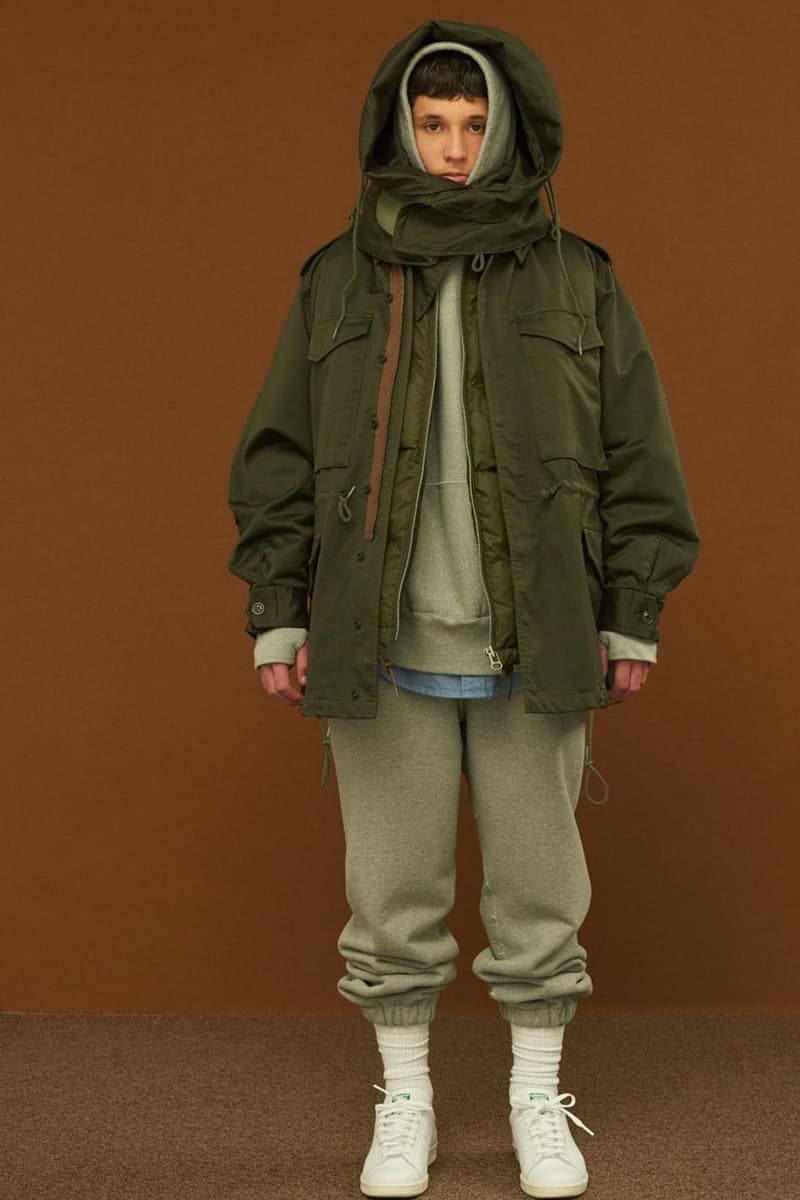 Shinsuke Nakada Debuts "UNLIKELY" New Brand With FW23 Collection carhartt beams japan creative director workwear elevated streetwear hoodie tweed wool parka jacket silhouette fall winter vest outerwear hat tie bucket crewneck shirt pants jeans denim