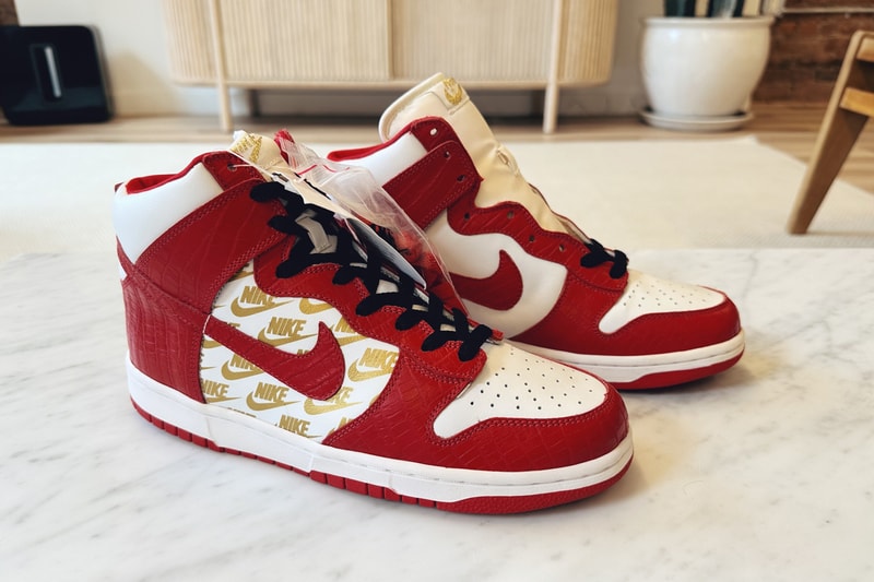 supreme nike sb skateboarding dunk high orange red blue joopiter sample auction info closer look prices