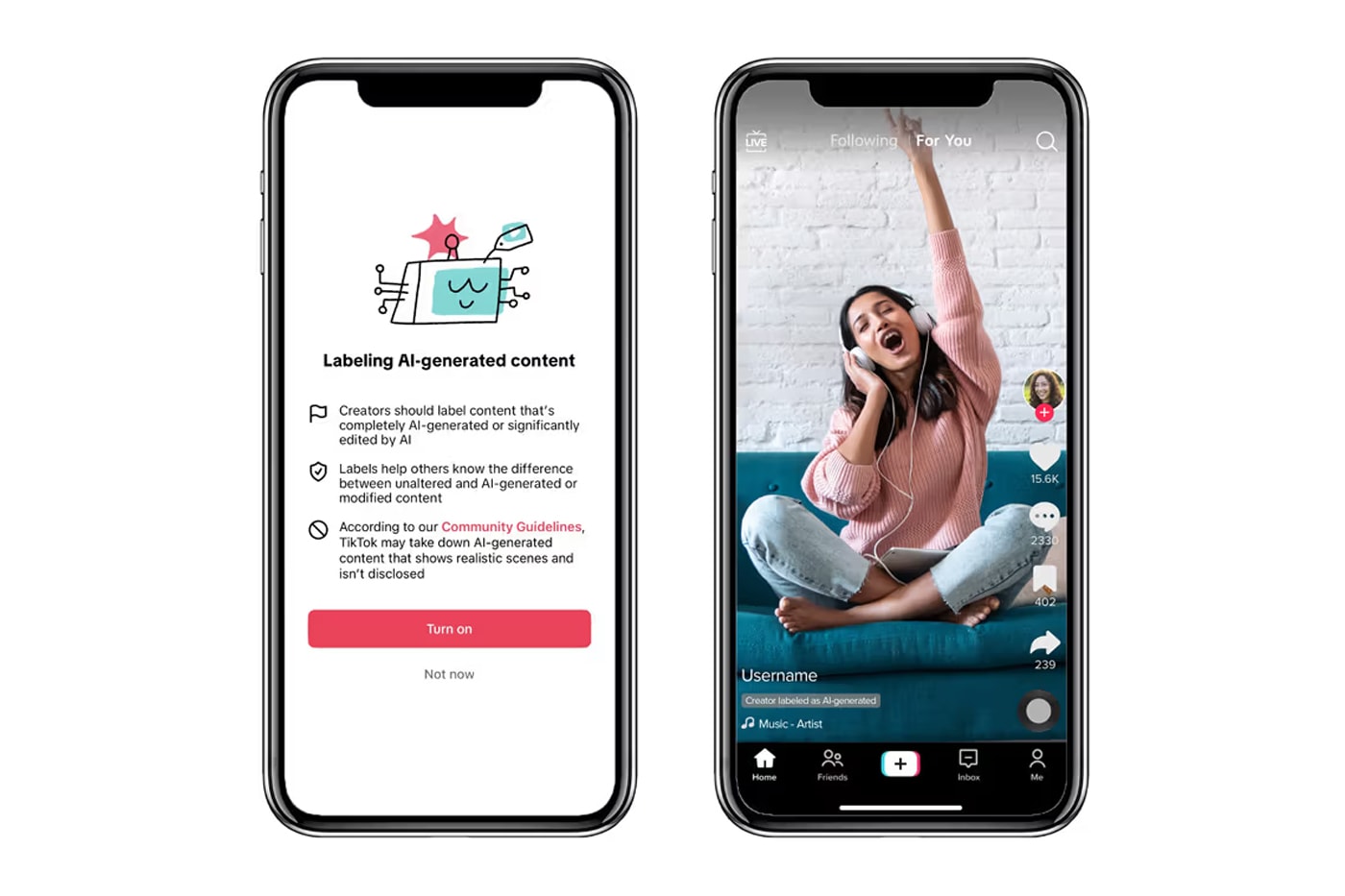 tiktok creators users social platform ai artificial intelligence label generated content new feature launch details realistic photo video audio