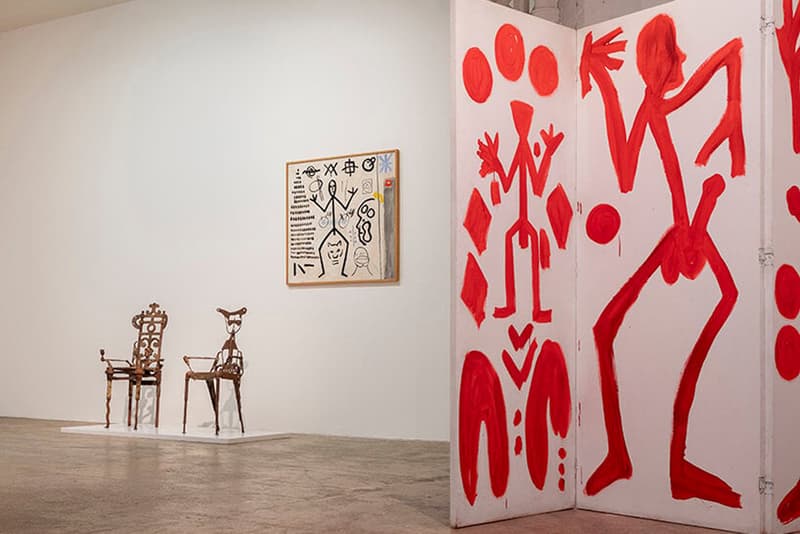 Galerie Kreo Unveils Extensive Exhibit, "Virgil Abloh: Echosystems" Erwan Bouroullec, Sophie Bramly, Martha Cooper, Bruce Davidson, Tom Dixon, Marcel Duchamp, Futura 2000, Konstantin Grcic, Keith Haring, Gordon Matta-Clark, jean michael basquiat A. R. Penck, Jerszy Seymour, Pablo Tomek and Dondi White off white ye kanye streetwear skate graffiti