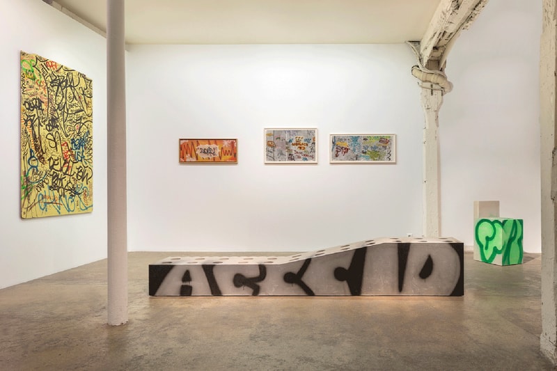 Galerie Kreo Unveils Extensive Exhibit, "Virgil Abloh: Echosystems" Erwan Bouroullec, Sophie Bramly, Martha Cooper, Bruce Davidson, Tom Dixon, Marcel Duchamp, Futura 2000, Konstantin Grcic, Keith Haring, Gordon Matta-Clark, jean michael basquiat A. R. Penck, Jerszy Seymour, Pablo Tomek and Dondi White off white ye kanye streetwear skate graffiti