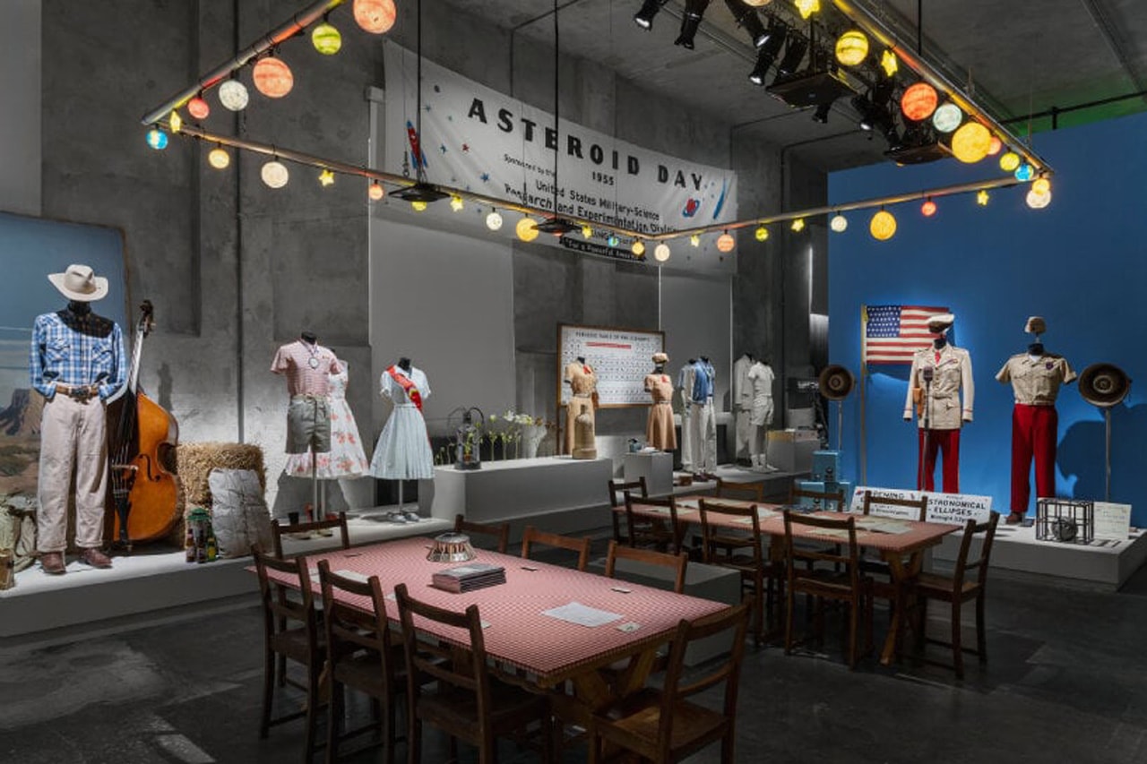 Step Into Wes Anderson's 'Asteroid City', Located Inside Milan's Fondazione Prada props set design pieces costumes cigarettes clothes fantastic mr fox film director italy london exhibit immersive pastel desert western death grief eleventh feature