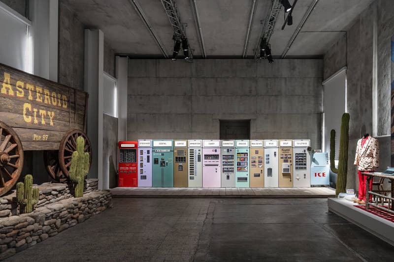 Step Into Wes Anderson's 'Asteroid City', Located Inside Milan's Fondazione Prada props set design pieces costumes cigarettes clothes fantastic mr fox film director italy london exhibit immersive pastel desert western death grief eleventh feature