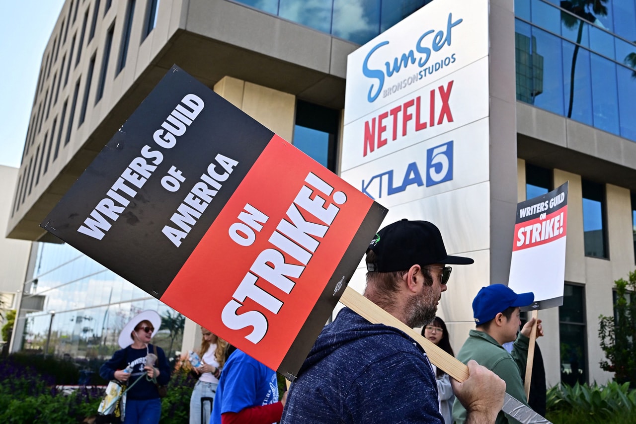 Screenwriters wga writer's guild of america protest Studios hollywood Writer’s Strike report update length terms ai compensation fair pay