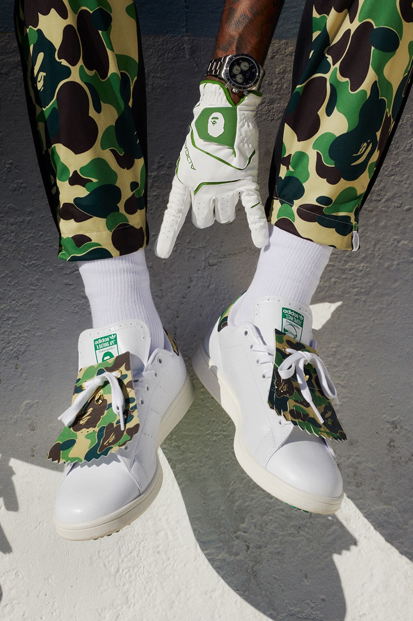 bape adidas golf 30th anniversary collection collaboration abc camo stan smith joggers sweatpants release date info 