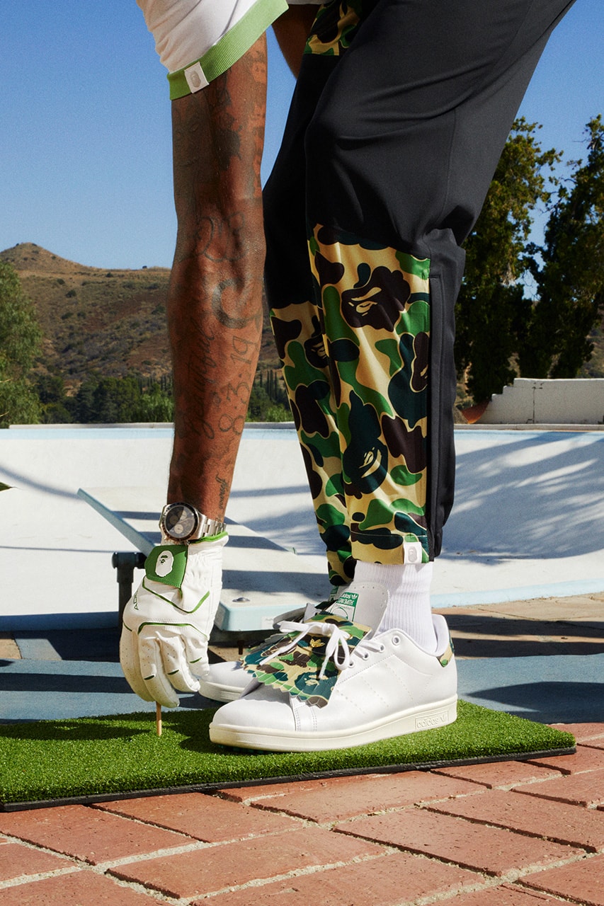 bape adidas golf 30th anniversary collection collaboration abc camo stan smith joggers sweatpants release date info 