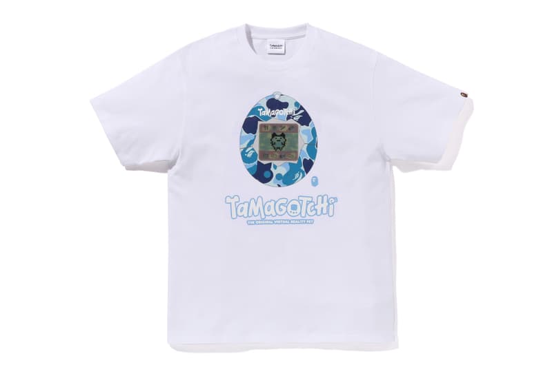 BAPE x Tamagotchi Team Up For Nostalgic Collaboration toy digital mobile pet japan bandai game green blue pink a bathing ape camo apparel drop release hoodie merch tshirt 