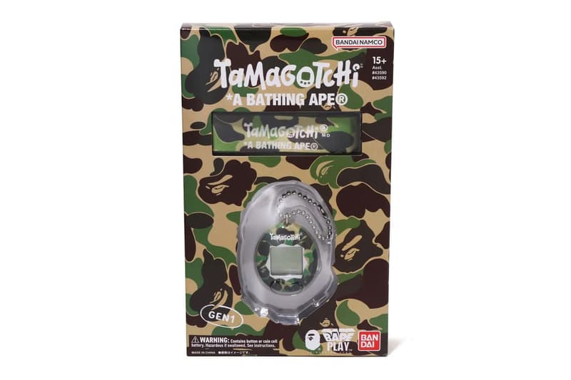 BAPE x Tamagotchi Team Up For Nostalgic Collaboration toy digital mobile pet japan bandai game green blue pink a bathing ape camo apparel drop release hoodie merch tshirt 