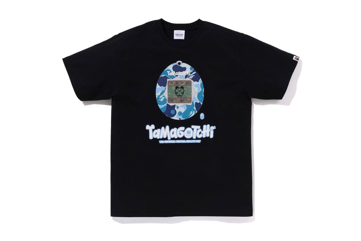 BAPE x Tamagotchi Team Up For Nostalgic Collaboration toy digital mobile pet japan bandai game green blue pink a bathing ape camo apparel drop release hoodie merch tshirt 