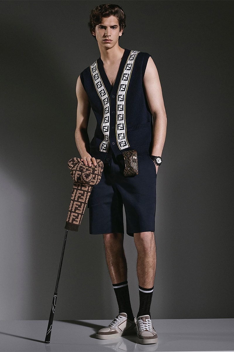 Take to the Green With Fendi's New 2023 Golf Capsule lookbooks clubs golf bags polo t-shirts subtle ff logo club driver wood clubs celebrate ryder cup kim jones silvia venturini fendi 