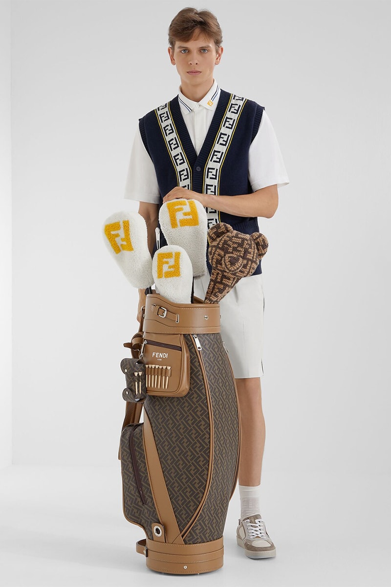 Take to the Green With Fendi's New 2023 Golf Capsule lookbooks clubs golf bags polo t-shirts subtle ff logo club driver wood clubs celebrate ryder cup kim jones silvia venturini fendi 