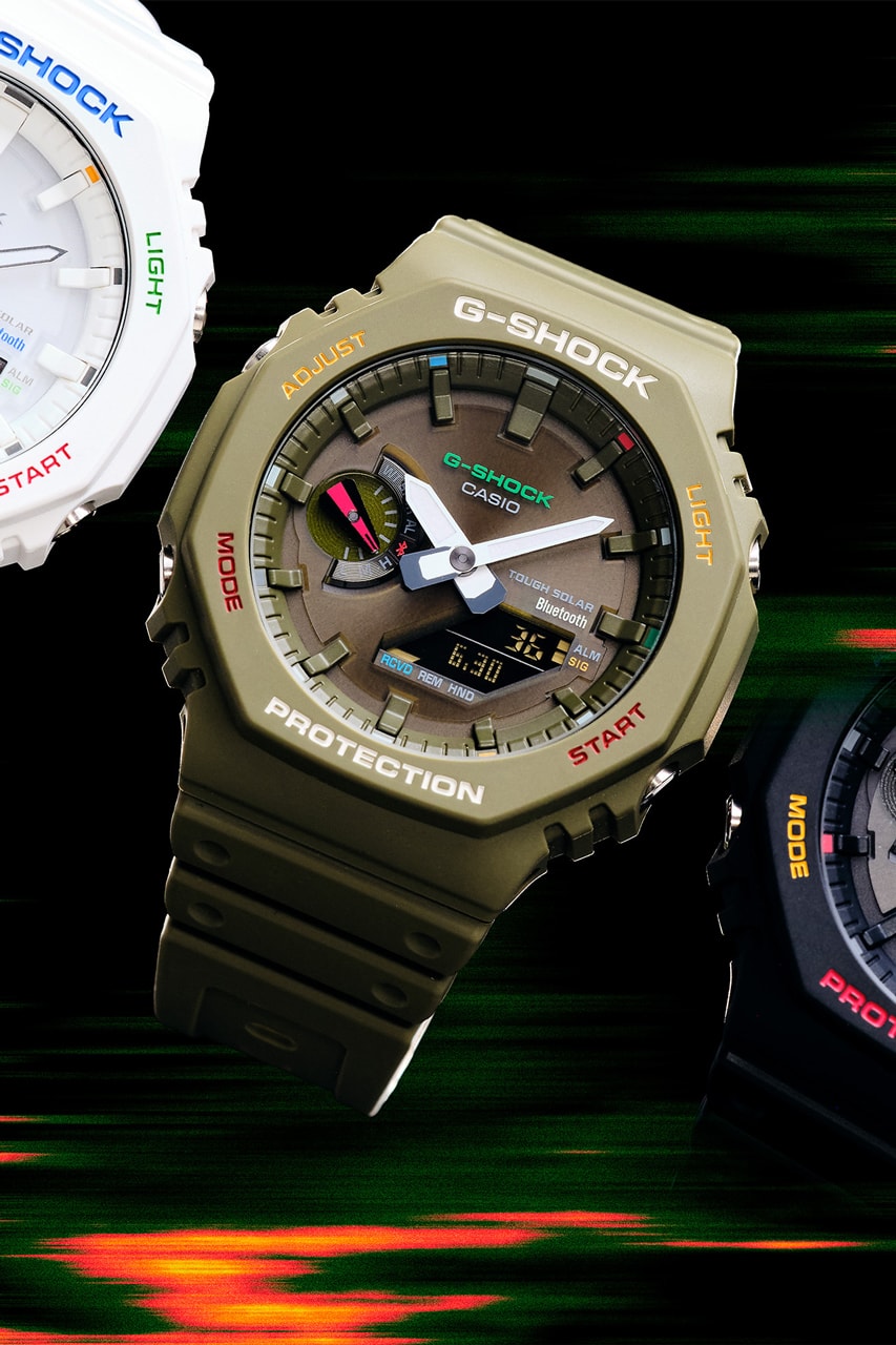 Gショックが 2100 シリーズの最新作となるポップなデザインのマルチカラーアクセンツをリリース G-SHOCK GA-B2100 Analog-Digital Watches Shock-Resistant Carbon Core Guard GA-B2100FC-7A GA-B2100FC-1A GA-B2100FC-3A