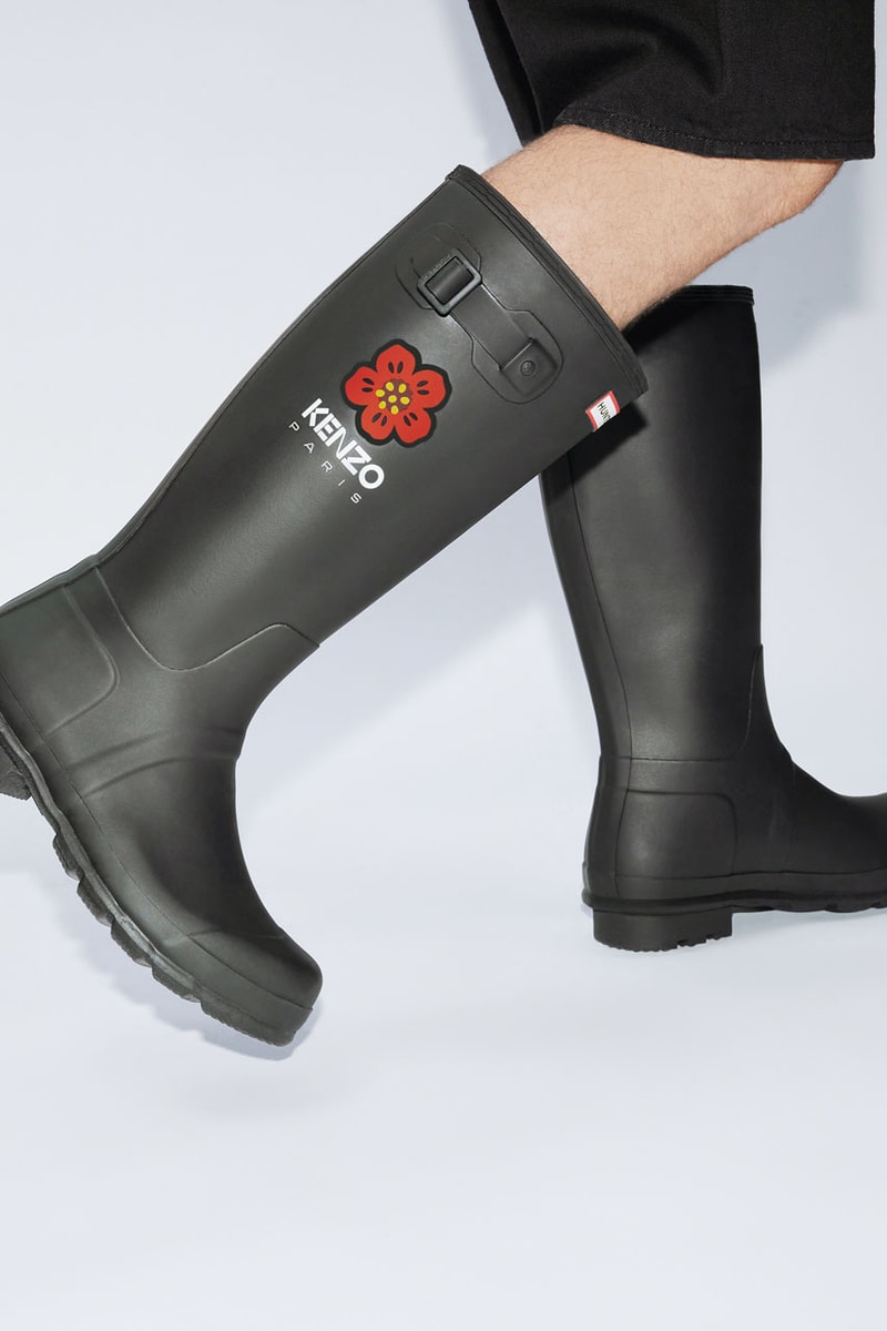 KENZO x Hunter Continues "East Meets West" Journey boot footwear wellington ankle duck hunting boots shoes cold weather lace upper rubber nylon leather red nigo flower boke 
