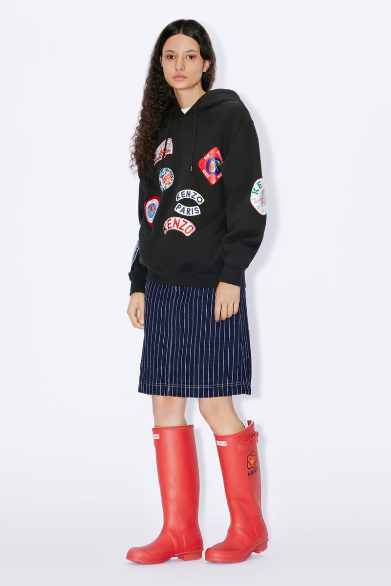 KENZO x Hunter Continues "East Meets West" Journey boot footwear wellington ankle duck hunting boots shoes cold weather lace upper rubber nylon leather red nigo flower boke