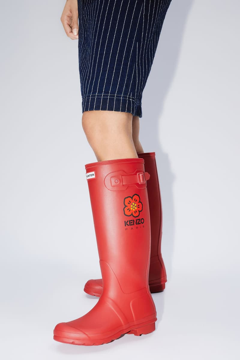 KENZO x Hunter Continues "East Meets West" Journey boot footwear wellington ankle duck hunting boots shoes cold weather lace upper rubber nylon leather red nigo flower boke
