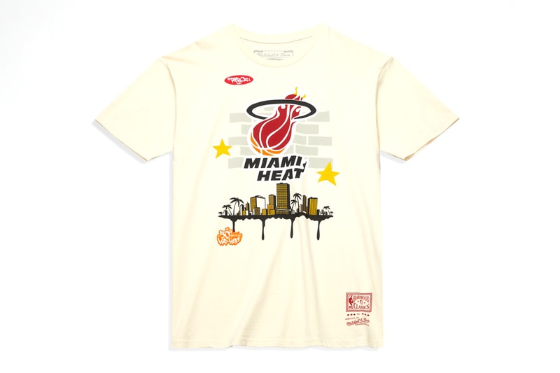 Mitchell & Ness x TATS CRU Link for Hip-Hop 50 Capsule basketball teams cities honored in the capsule include New York, New Jersey, Atlanta, Chicago, Miami, Detroit, Los Angeles, and heat pistons Philadelphia nba season knicks bulls sixers lakers nets goat kobe anniversary major metropolitan cities rap hip hop culture