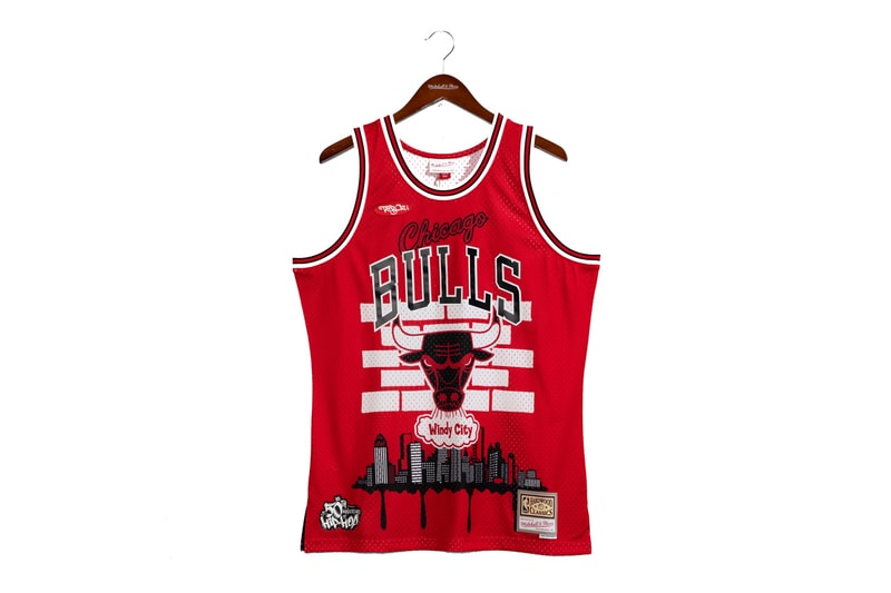 Mitchell & Ness x TATS CRU Link for Hip-Hop 50 Capsule basketball teams cities honored in the capsule include New York, New Jersey, Atlanta, Chicago, Miami, Detroit, Los Angeles, and heat pistons Philadelphia nba season knicks bulls sixers lakers nets goat kobe anniversary major metropolitan cities rap hip hop culture