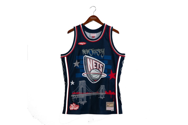 Mitchell & Ness x TATS CRU Link for Hip-Hop 50 Capsule basketball teams cities honored in the capsule include New York, New Jersey, Atlanta, Chicago, Miami, Detroit, Los Angeles, and heat pistons Philadelphia nba season knicks bulls sixers lakers nets goat kobe anniversary major metropolitan cities rap hip hop culture