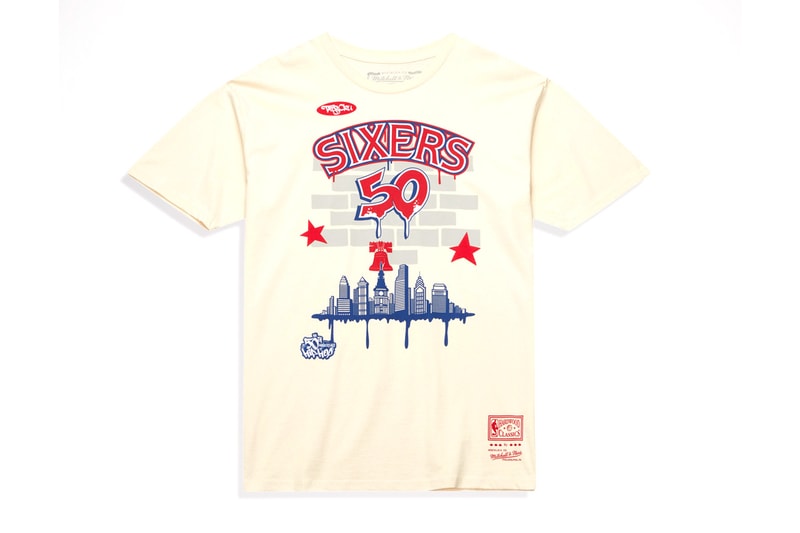 Mitchell & Ness x TATS CRU Link for Hip-Hop 50 Capsule basketball teams cities honored in the capsule include New York, New Jersey, Atlanta, Chicago, Miami, Detroit, Los Angeles, and heat pistons Philadelphia nba season knicks bulls sixers lakers nets goat kobe anniversary major metropolitan cities rap hip hop culture