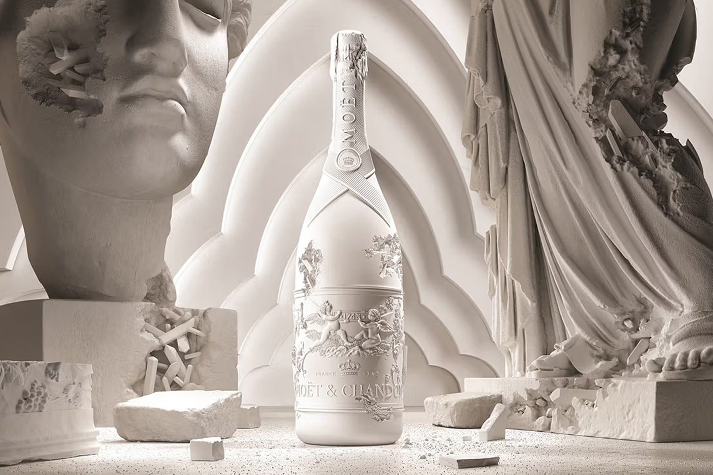 Daniel Arsham Celebrates 280th Anniversary of Moët & Chandon With Special Edition Bottle Collection Impériale Création No. 1 champagne french